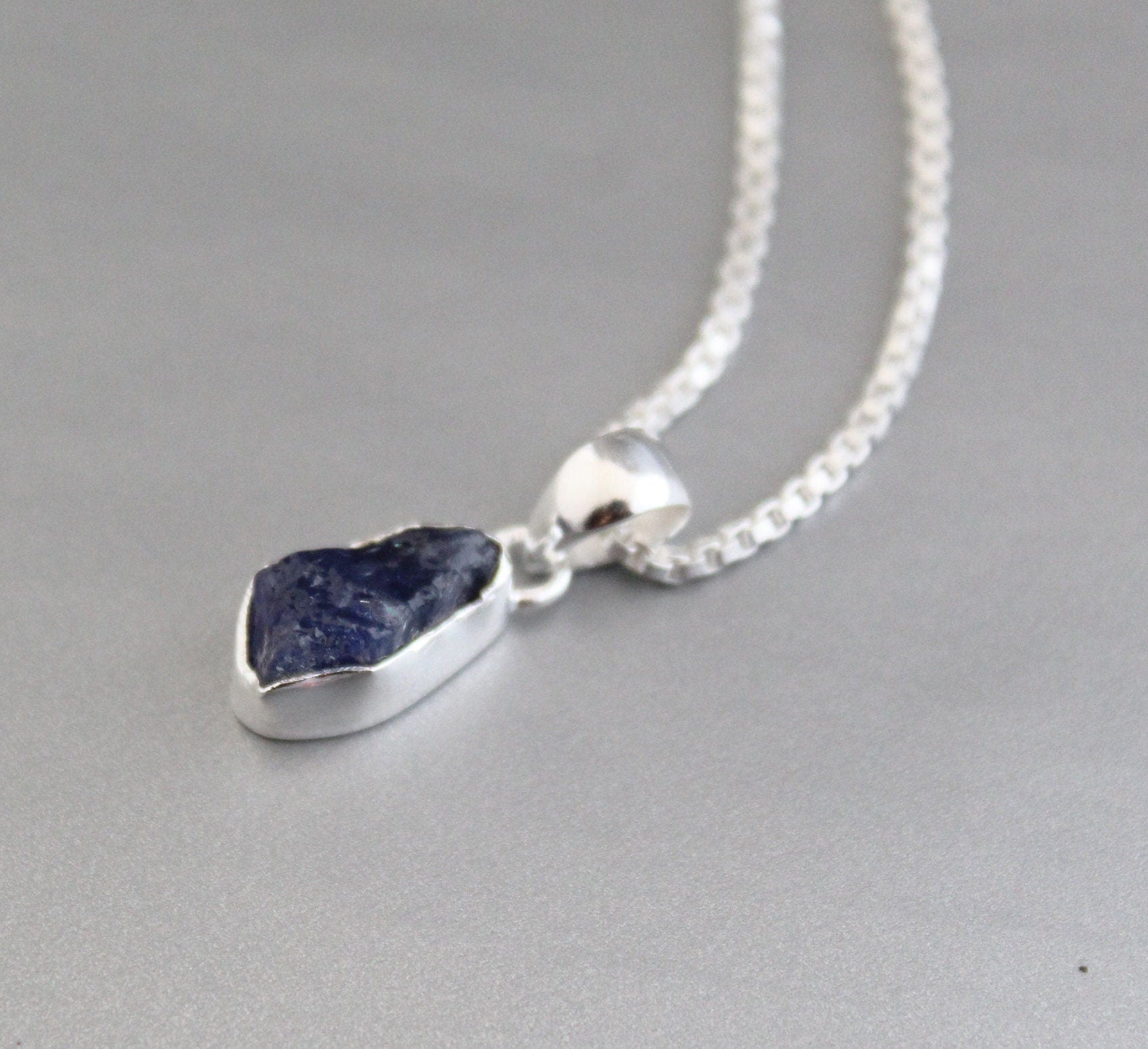 Raw Tanzanite Necklace, Silver Birthstone Necklace, Tanzanite Necklace Sterling Silver, 14K Gold Vermiel