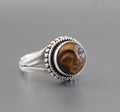 Tiger’s Eye Moon Face Ring, Sterling Silver Boho Statement Jewelry, Carved Gemstone, Celestial, Chunky Vintage, Signet Gemstone Ring