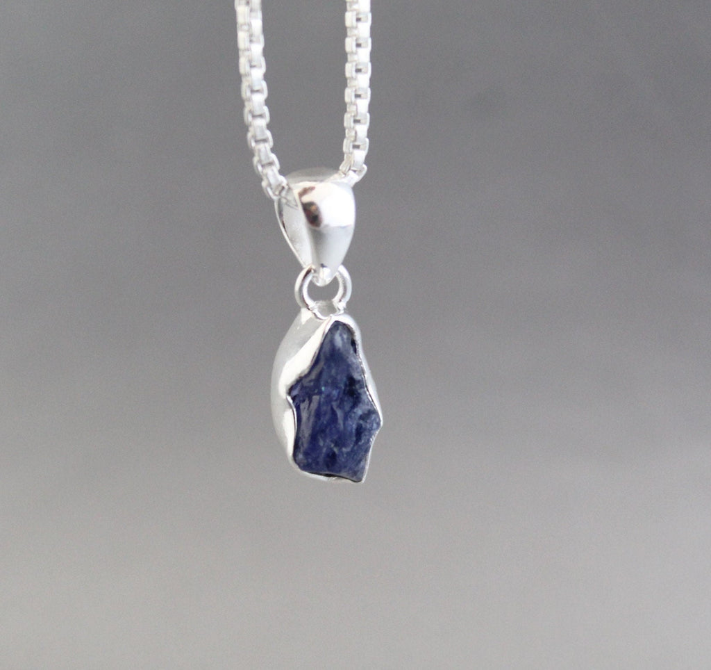 Raw Tanzanite Necklace, Silver Birthstone Necklace, Tanzanite Necklace Sterling Silver, 14K Gold Vermiel