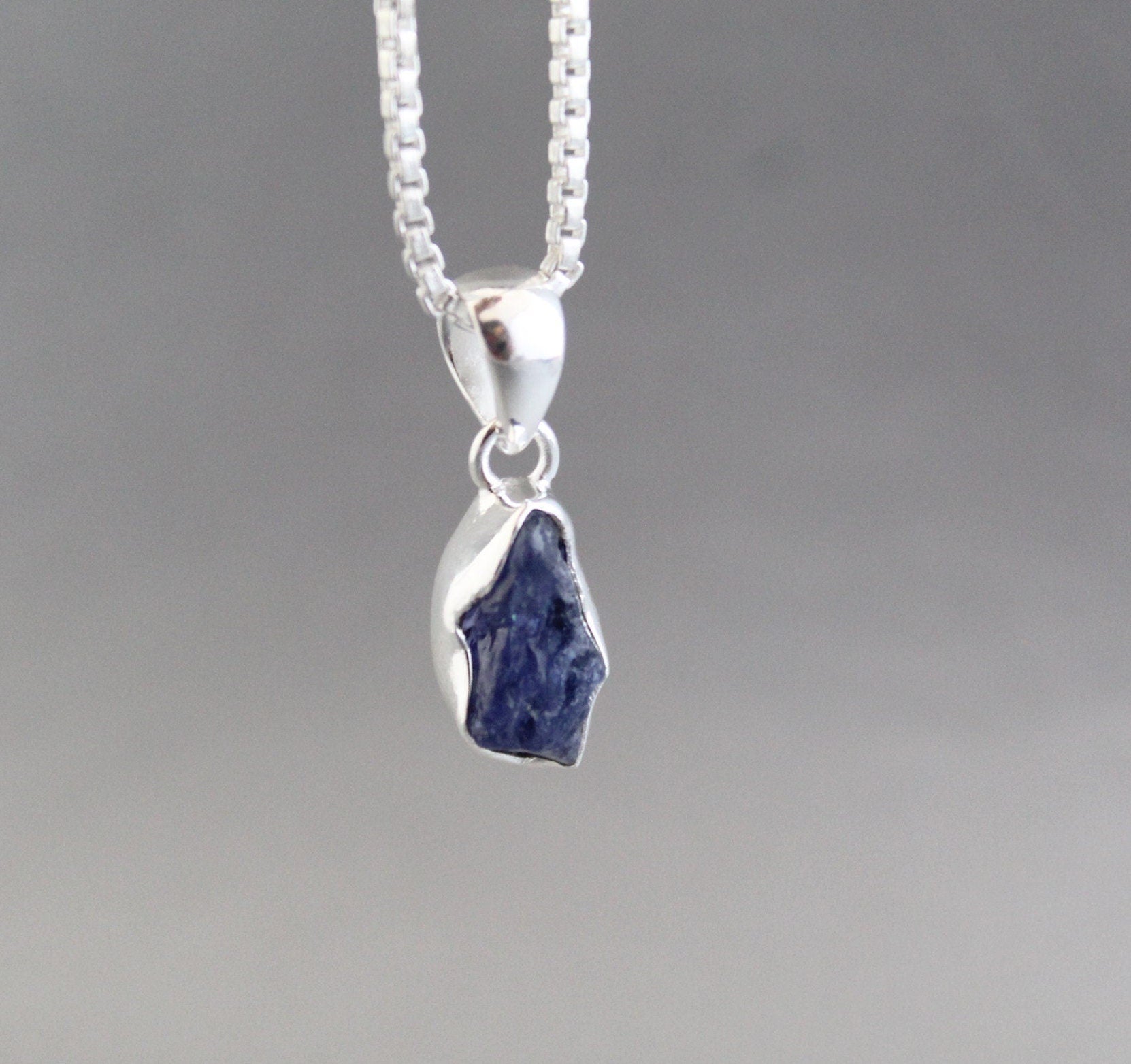 Raw Tanzanite Necklace, Silver Birthstone Necklace, Tanzanite Necklace Sterling Silver, 14K Gold Vermiel