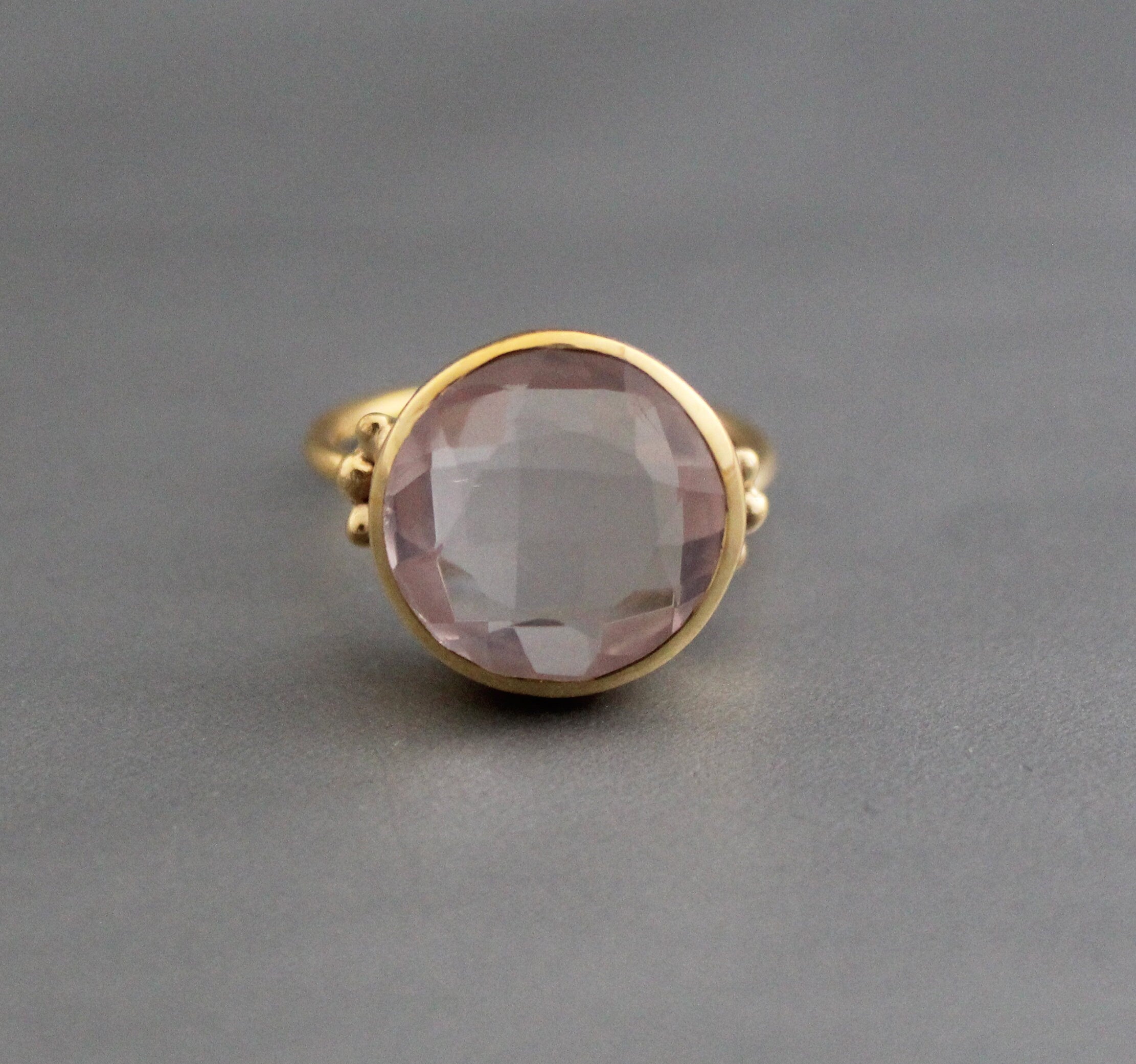 Handmade Rose Quartz Ring, Sterling Silver Gold Plated, January Birthstone, Pink Crystal Ring, Gift Ring
