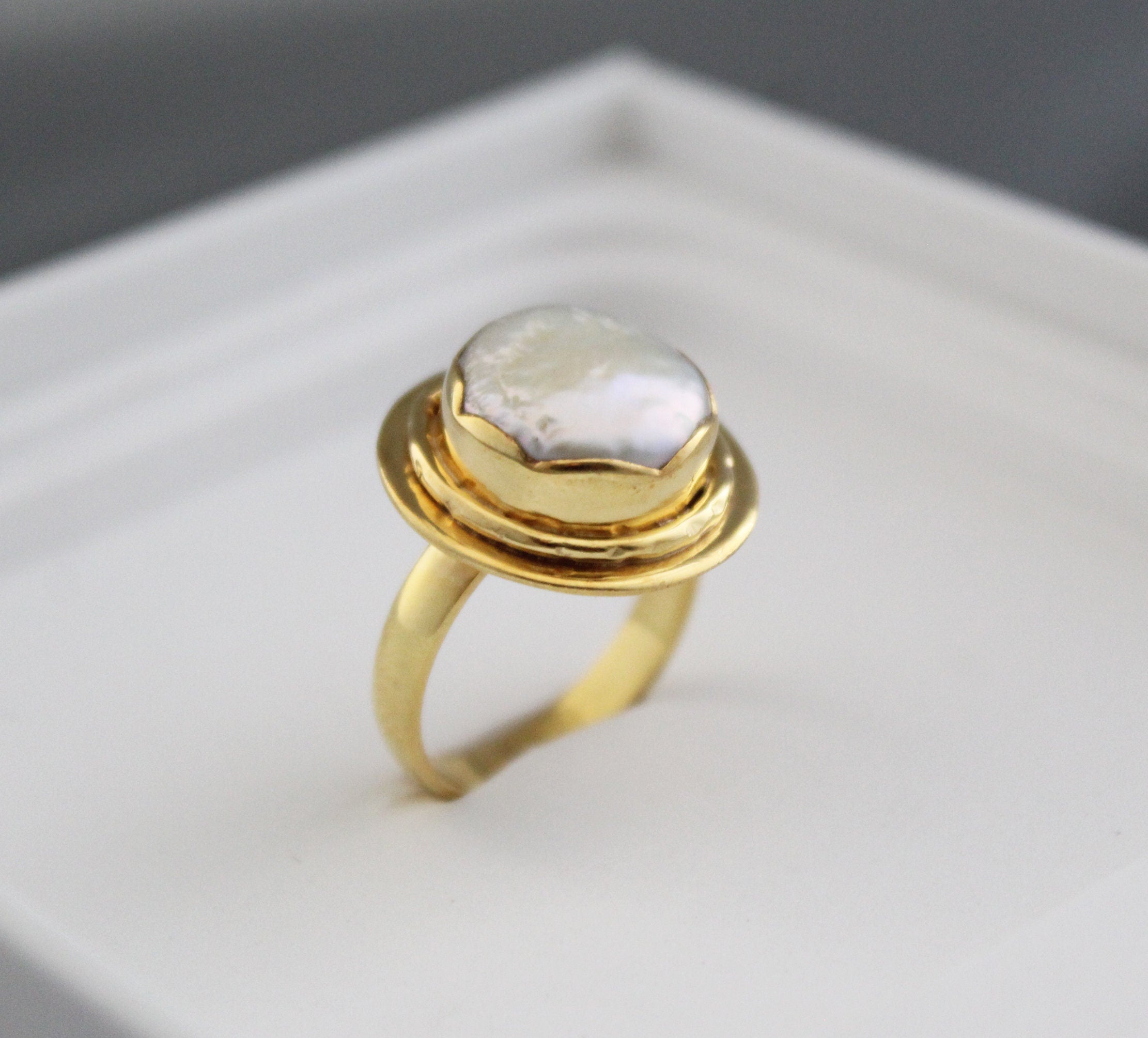 18K Gold Victorian Pearl Ring, Vintage Pearl Ping, Statement Ring, Freshwater Pearl Ring, pearlrings
