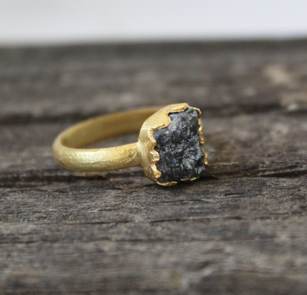 Raw Diamond Engagement Ring, 18K Gold Filled April Birthstone, Dainty ring, Minimalist ring, Gemstone ring