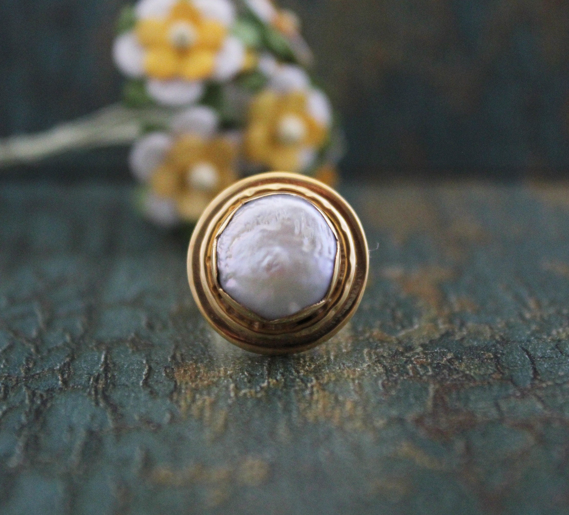 18K Gold Victorian Pearl Ring, Vintage Pearl Ping, Statement Ring, Freshwater Pearl Ring, pearlrings