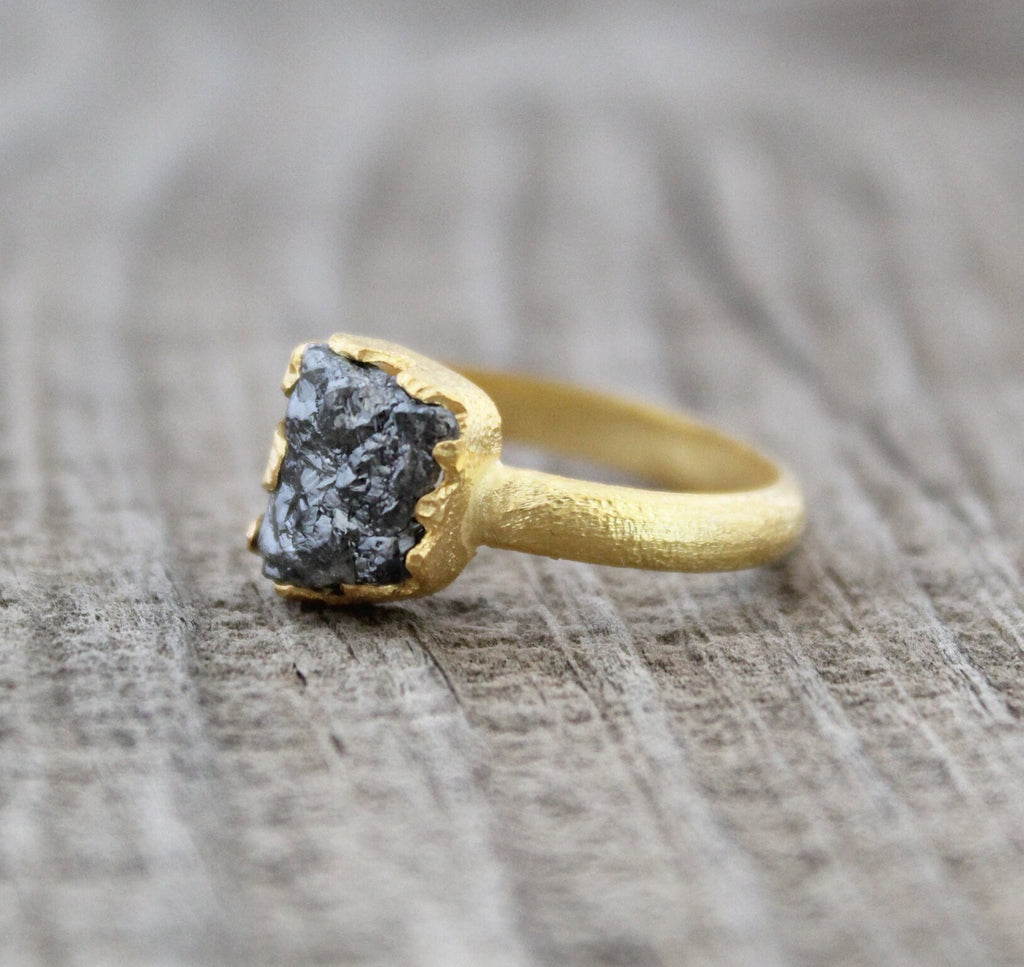 Raw Diamond Engagement Ring, 18K Gold Filled April Birthstone, Dainty ring, Minimalist ring, Gemstone ring