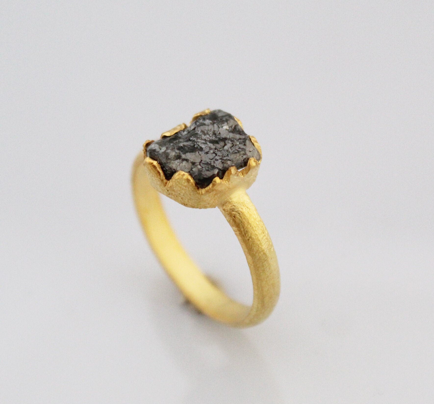 Raw Diamond Engagement Ring, 18K Gold Filled April Birthstone, Dainty ring, Minimalist ring, Gemstone ring