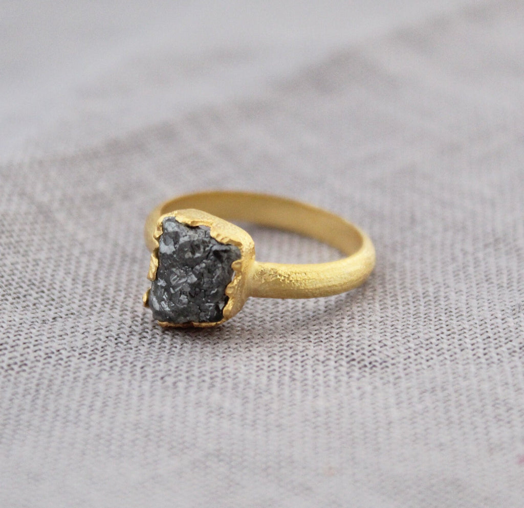 Raw Diamond Engagement Ring, 18K Gold Filled April Birthstone, Dainty ring, Minimalist ring, Gemstone ring