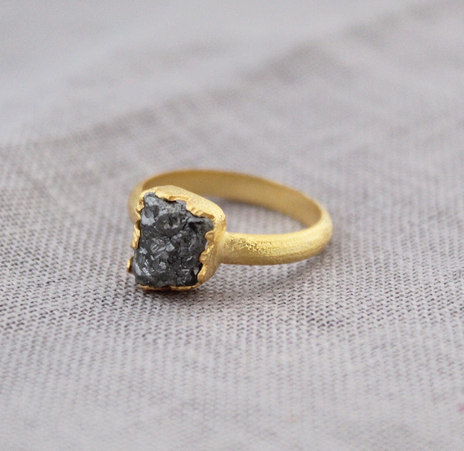 Raw Diamond Engagement Ring, 18K Gold Filled April Birthstone, Dainty ring, Minimalist ring, Gemstone ring