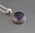 Amethyst Moon Face Necklace, Sterling Silver Celestial Pendant, Moon with face necklace goth jewelry, Birthstone pendant
