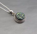 Labradorite Moon Face Necklace: Sterling Silver Celestial Jewelry
