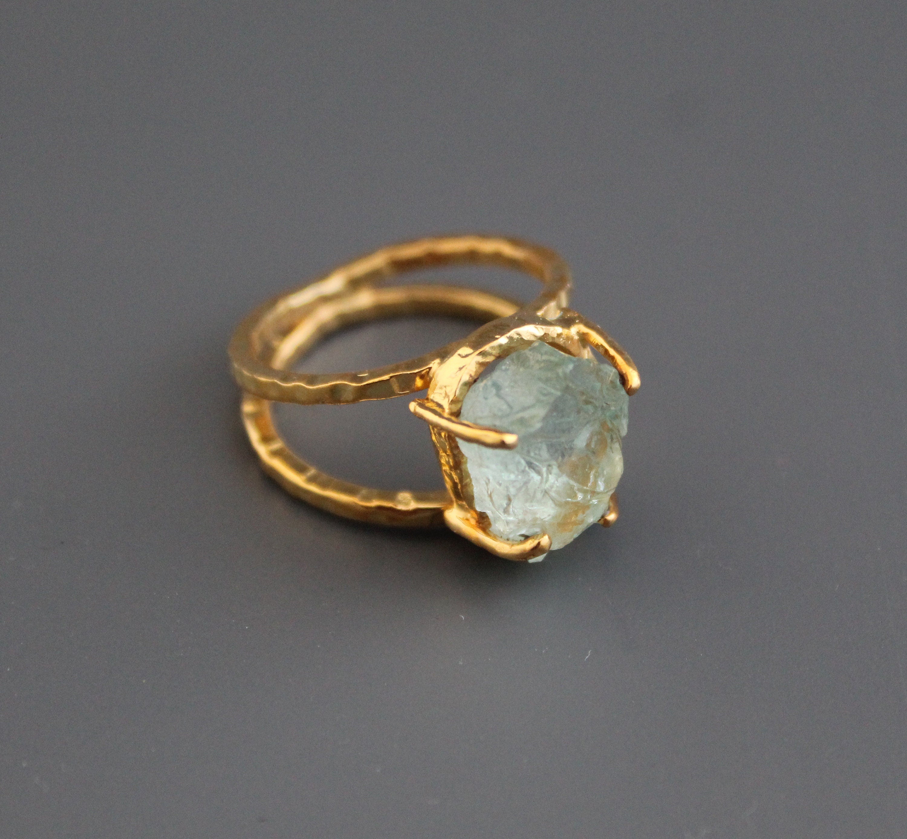 Raw Aquamarine Ring, Raw Birthstone Jewelry, Rough Raw Crystal Ring, Silver Ring, Handmade Statement, Natural, Organic, Bridal