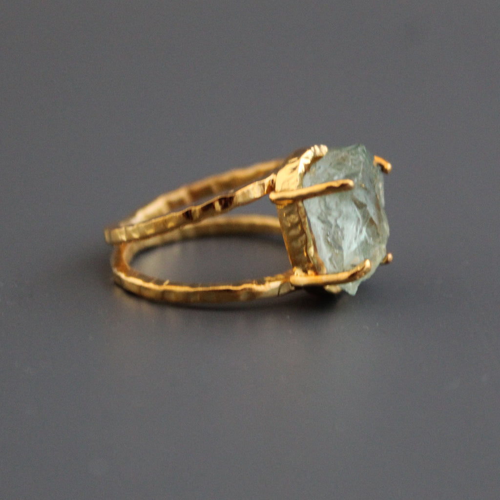 Raw Aquamarine Ring, Raw Birthstone Jewelry, Rough Raw Crystal Ring, Silver Ring, Handmade Statement, Natural, Organic, Bridal