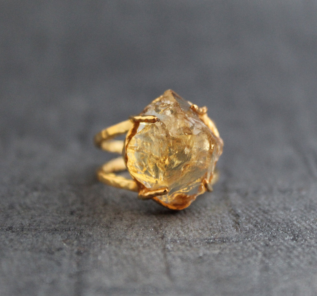 Raw Citrine Ring: Sterling Silver, November Birthstone