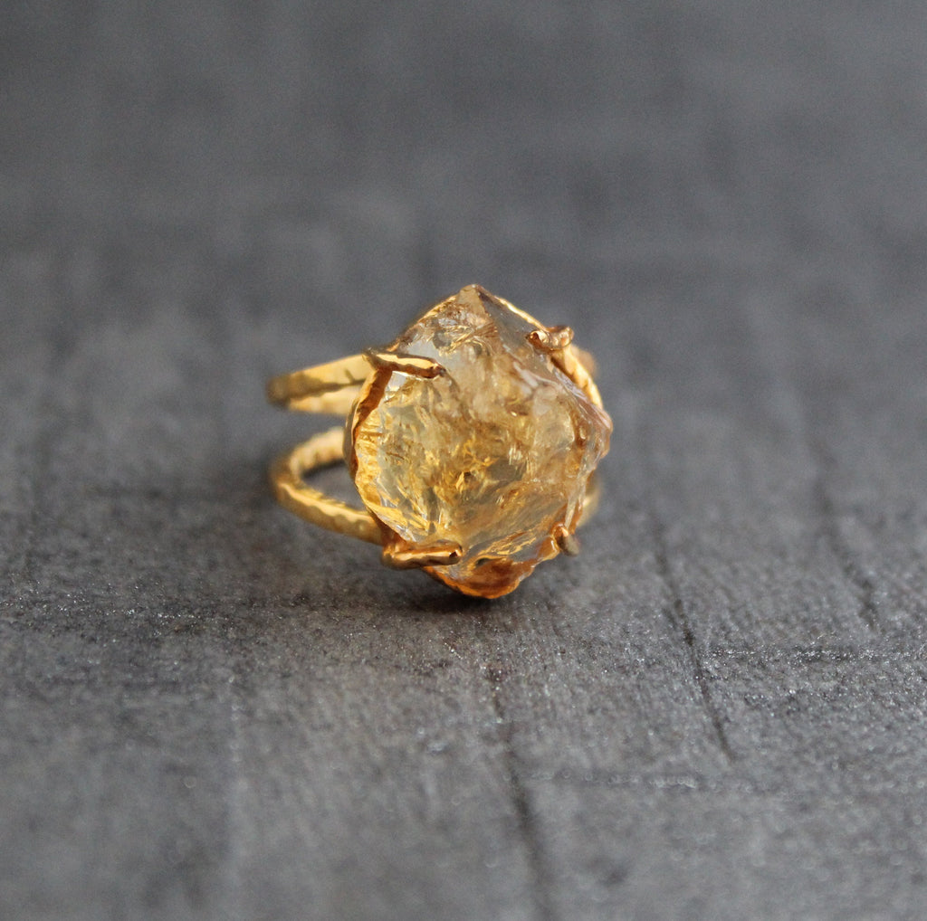 Raw Citrine Ring: Sterling Silver, November Birthstone