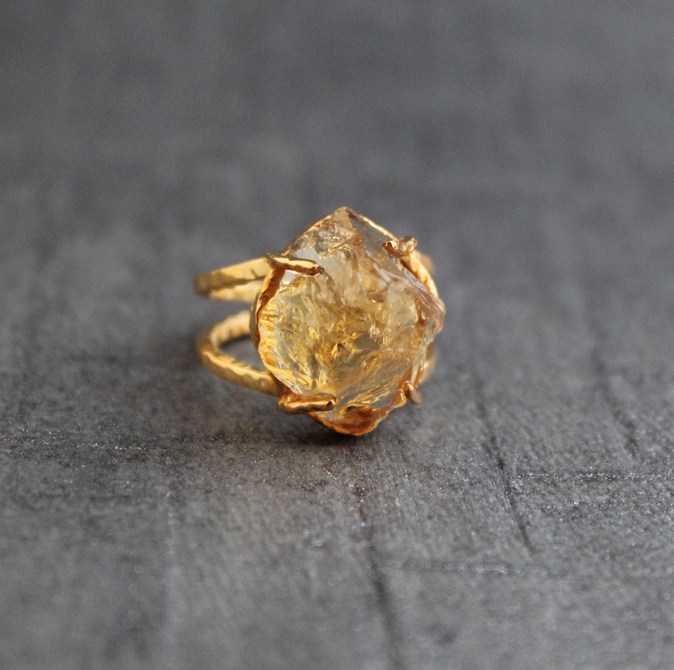 Raw Citrine Ring: Sterling Silver, November Birthstone