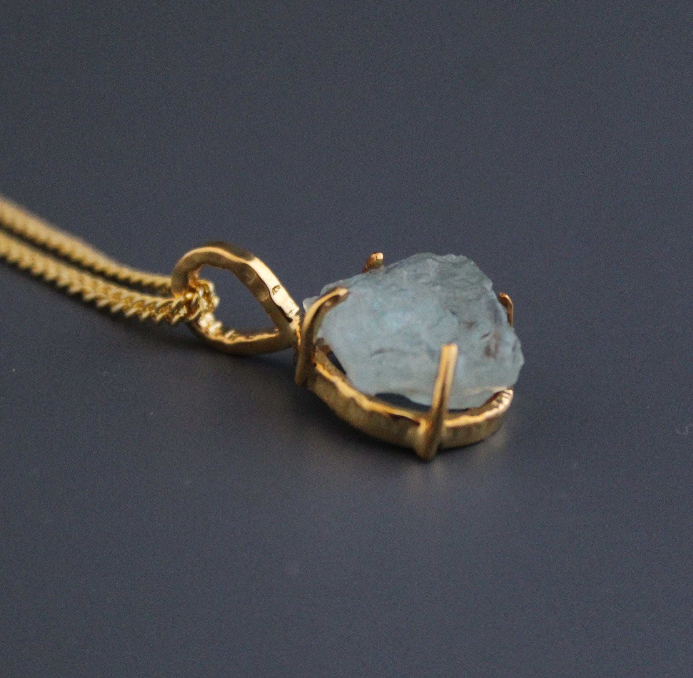 Aquamarine Necklace Sterling Silver, 18K Gold Plated Aquamarine Pendant, Sterling Raw Aquamarine Necklace, March Birthstone Necklace