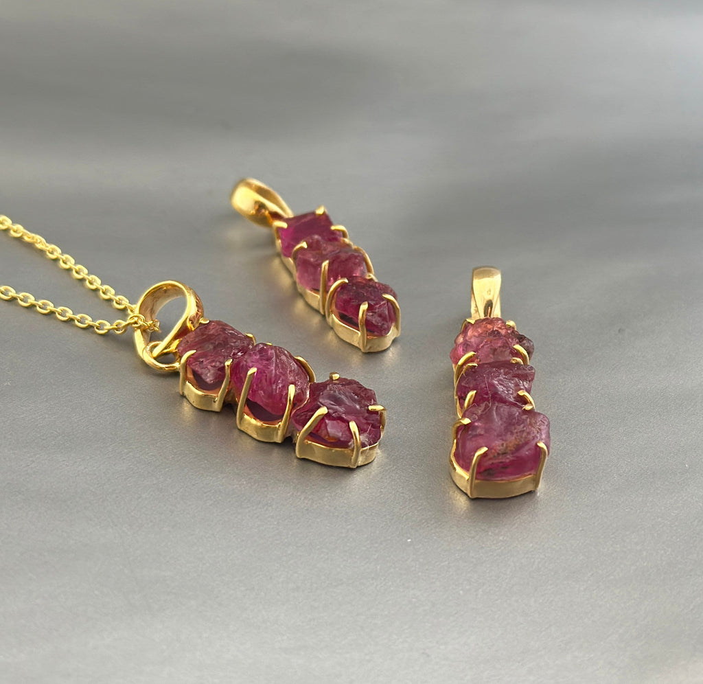 Raw Pink Tourmaline Necklace, 925 Sterling Silver, October Birthstone, Rough pink Necklace, Raw Crystal Necklace, Birthday gift