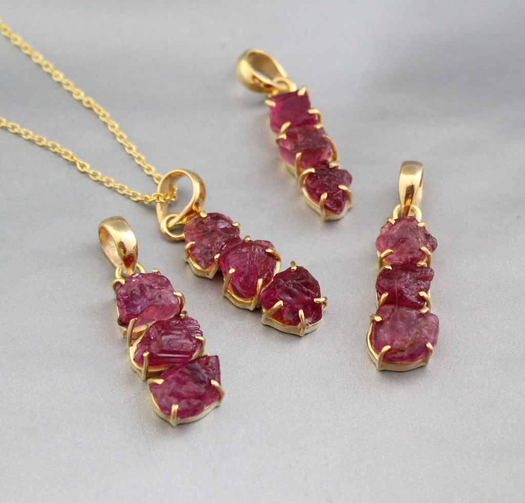 Raw Pink Tourmaline Necklace, 925 Sterling Silver, October Birthstone, Rough pink Necklace, Raw Crystal Necklace, Birthday gift