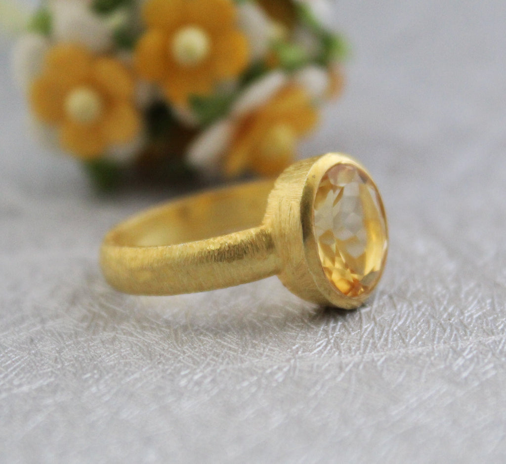 Yellow Citrine Gemstone Ring, November Birthstone Jewelry, Boho Statement Jewelry, Birthday gifts, personalized gifts for her