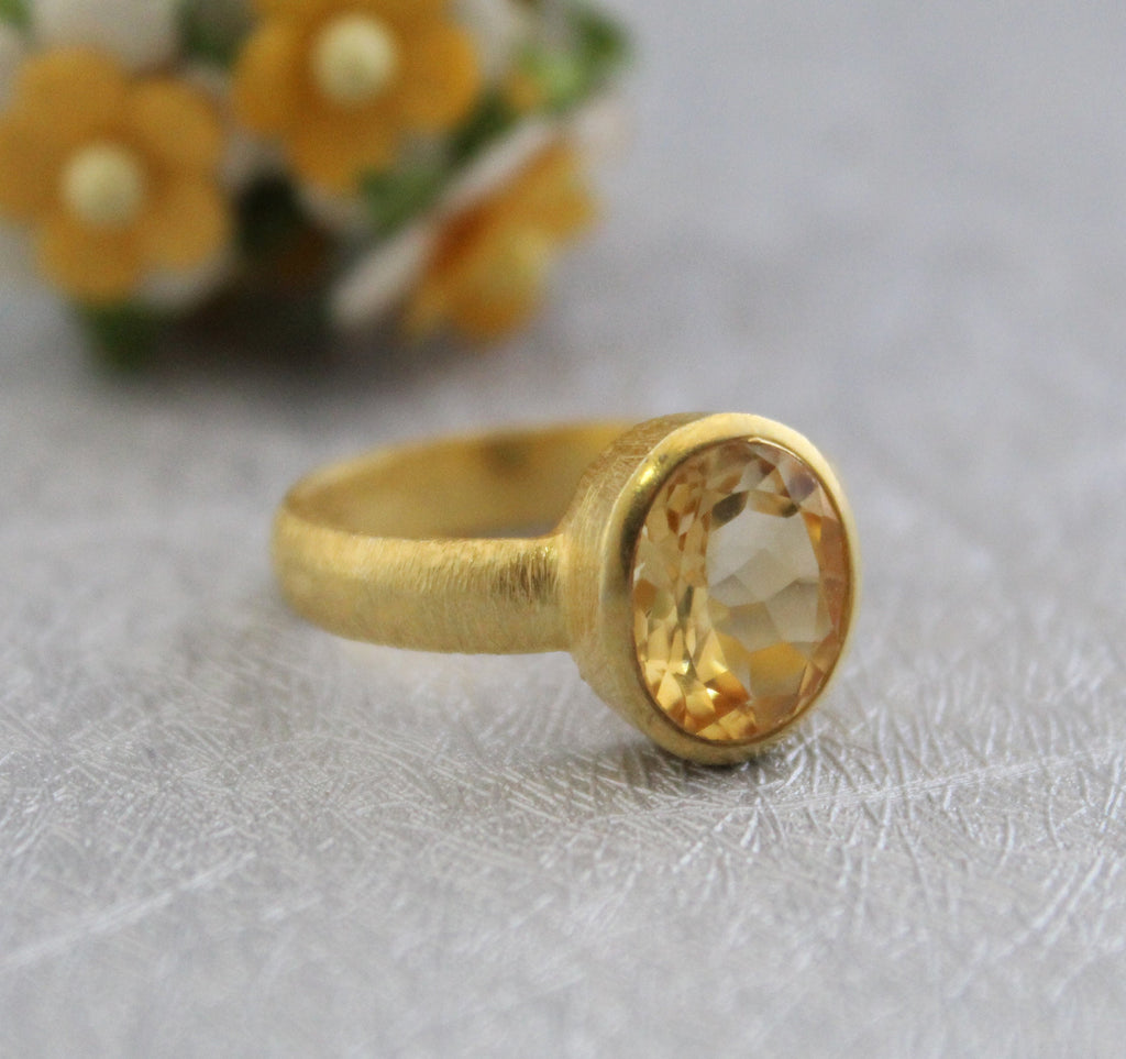 Yellow Citrine Gemstone Ring, November Birthstone Jewelry, Boho Statement Jewelry, Birthday gifts, personalized gifts for her
