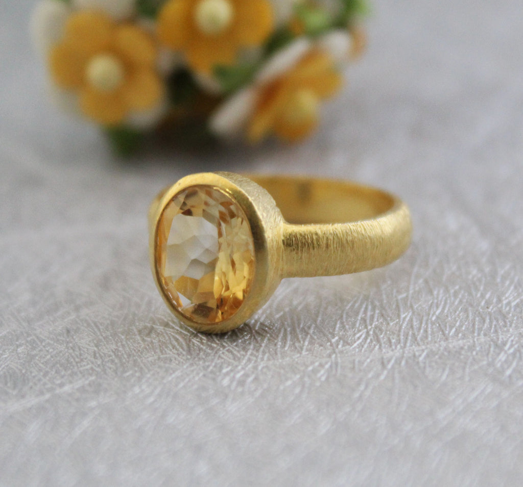 Yellow Citrine Gemstone Ring, November Birthstone Jewelry, Boho Statement Jewelry, Birthday gifts, personalized gifts for her