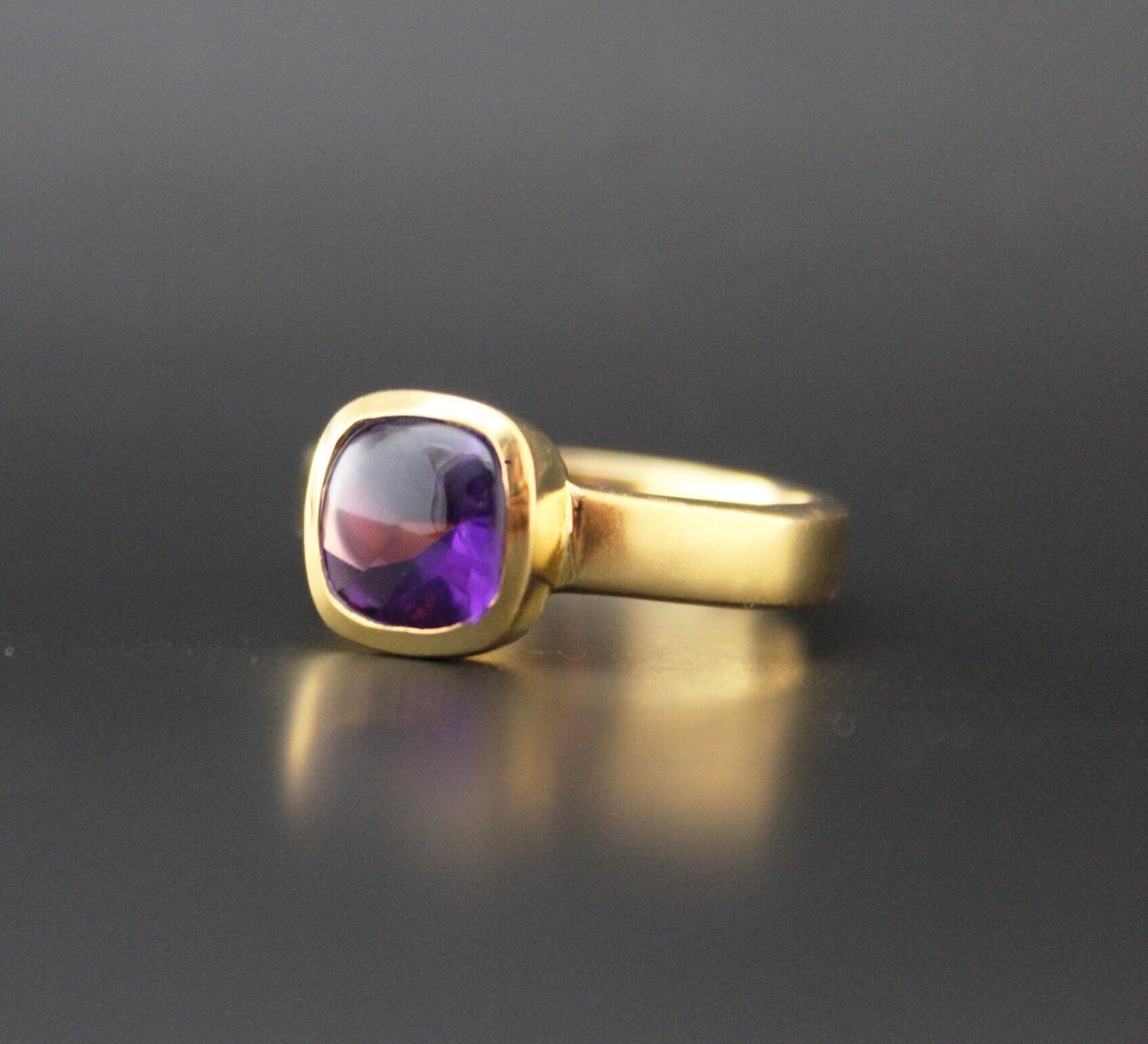 Amethyst Ring, Feburary Birthstone, 18k Gold Plated Sterling Silver, Handmade Nature Ring