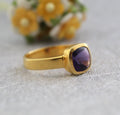 Amethyst Ring, Feburary Birthstone, 18k Gold Plated Sterling Silver, Handmade Nature Ring