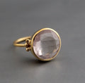Handmade Rose Quartz Ring, Sterling Silver Gold Plated, January Birthstone, Pink Crystal Ring, Gift Ring