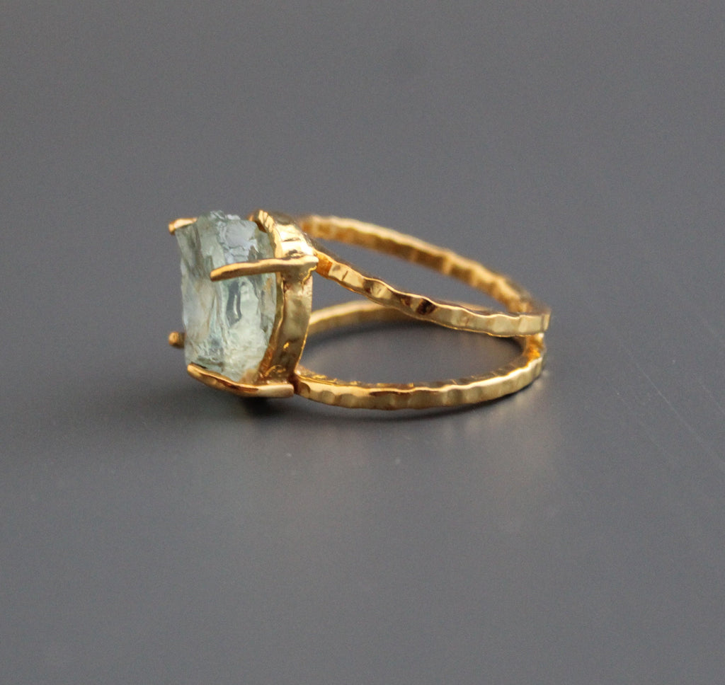 Raw Aquamarine Ring, Raw Birthstone Jewelry, Rough Raw Crystal Ring, Silver Ring, Handmade Statement, Natural, Organic, Bridal