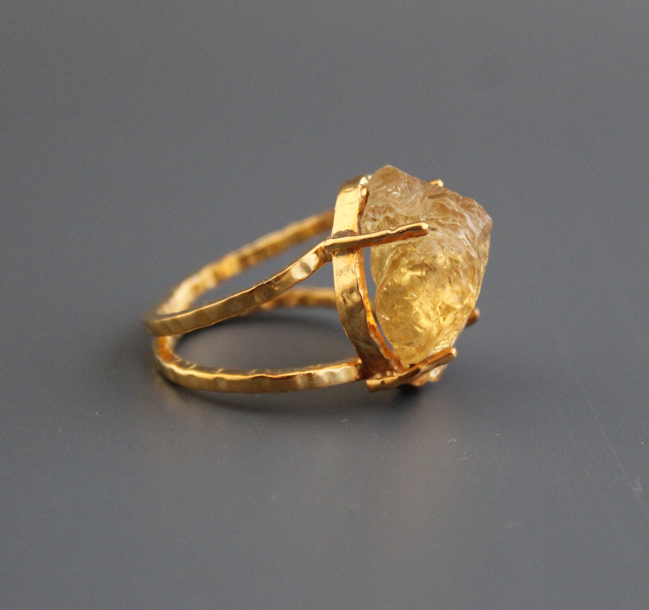 Raw Citrine Ring: Sterling Silver, November Birthstone