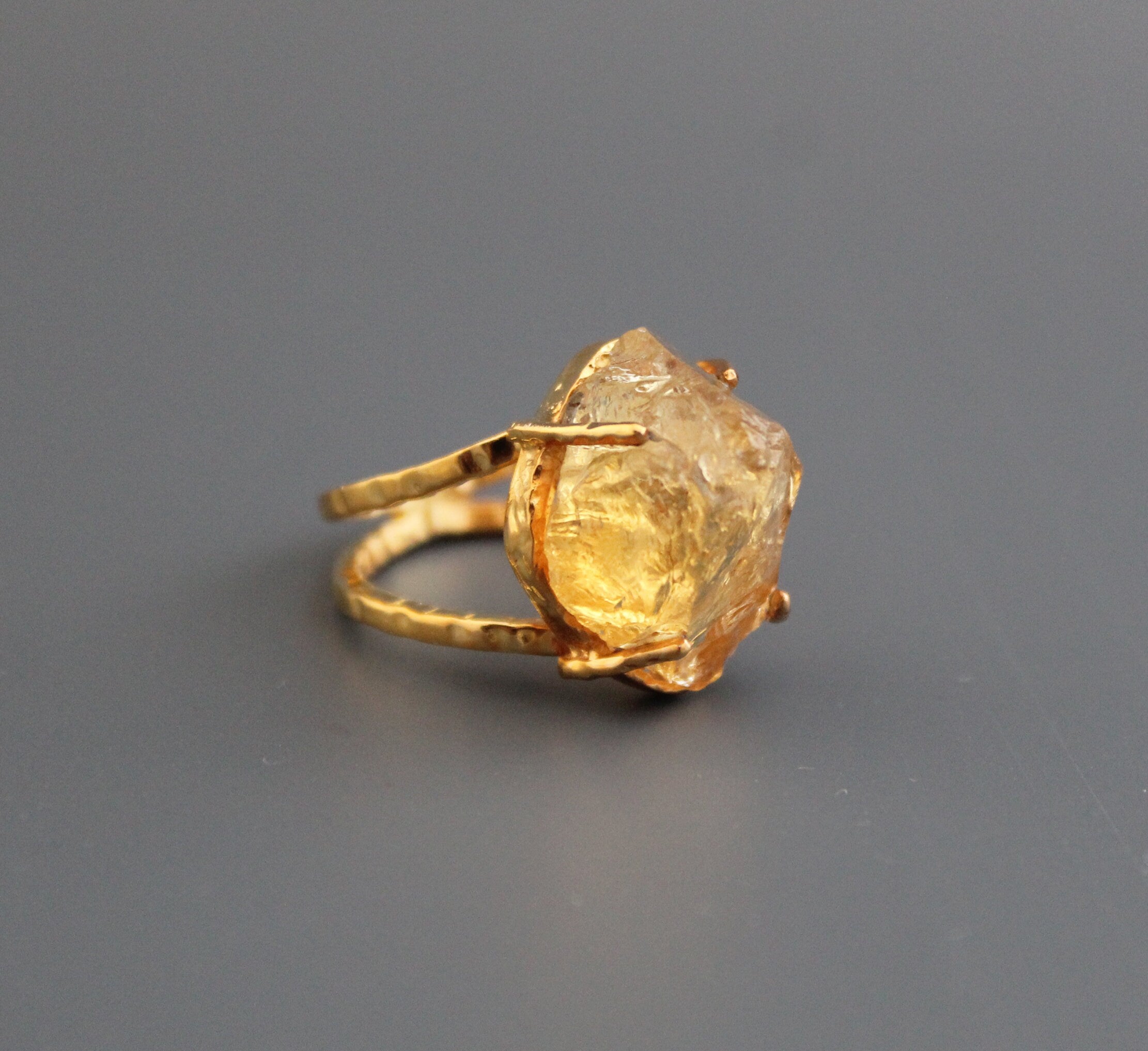 Raw Citrine Ring: Sterling Silver, November Birthstone