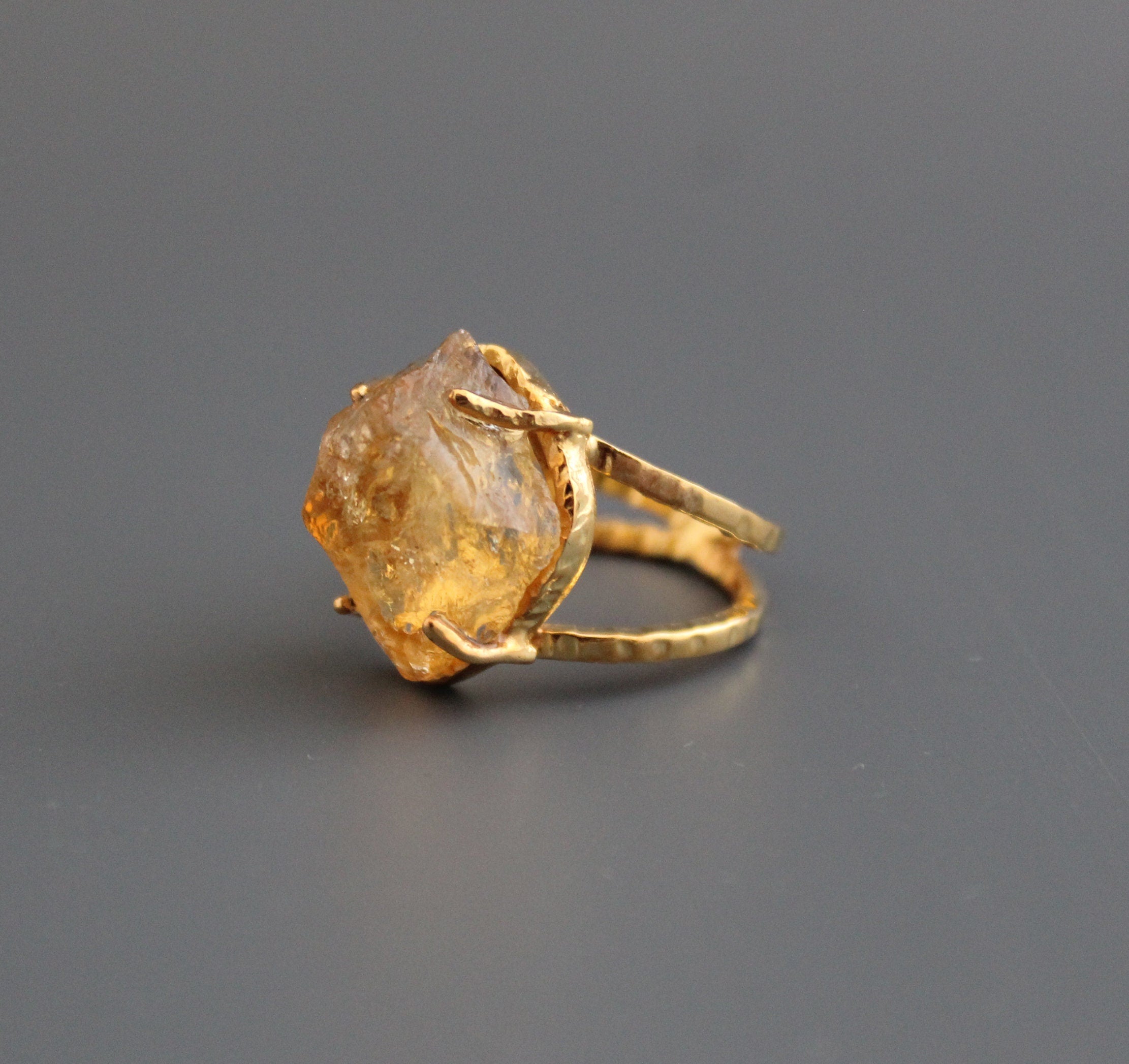 Raw Citrine Ring: Sterling Silver, November Birthstone