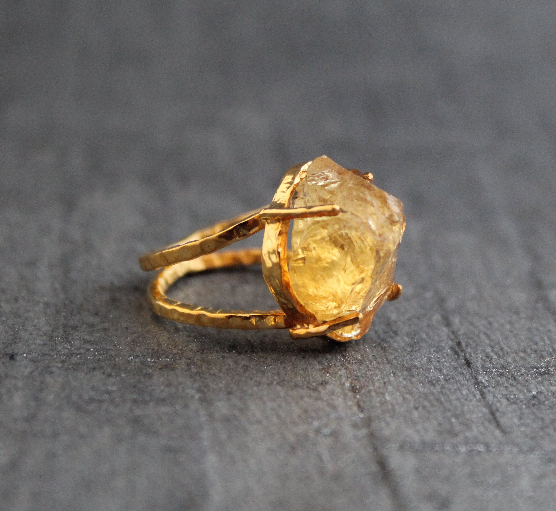 Raw Citrine Ring: Sterling Silver, November Birthstone