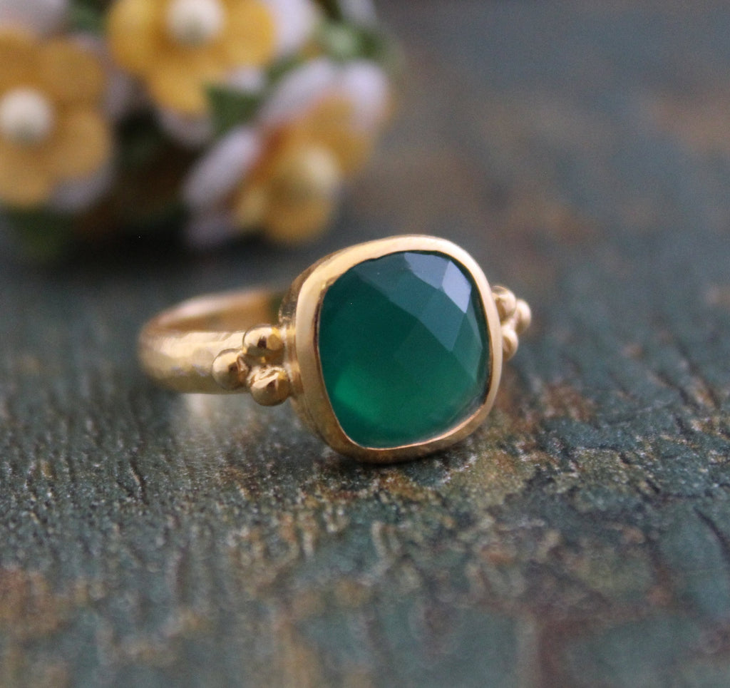 Green Onyx Ring, Green Gemstone Ring, Chunky Statement Ring, Bold Crystal Jewelry, Mothers Day