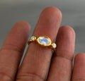 Rainbow Moonstone Ring, 18K Gold Minimalist, Sterling Silver, Statement Gemstone Ring, June Birthstone Ring, Rainbow Moonstone Jewelry