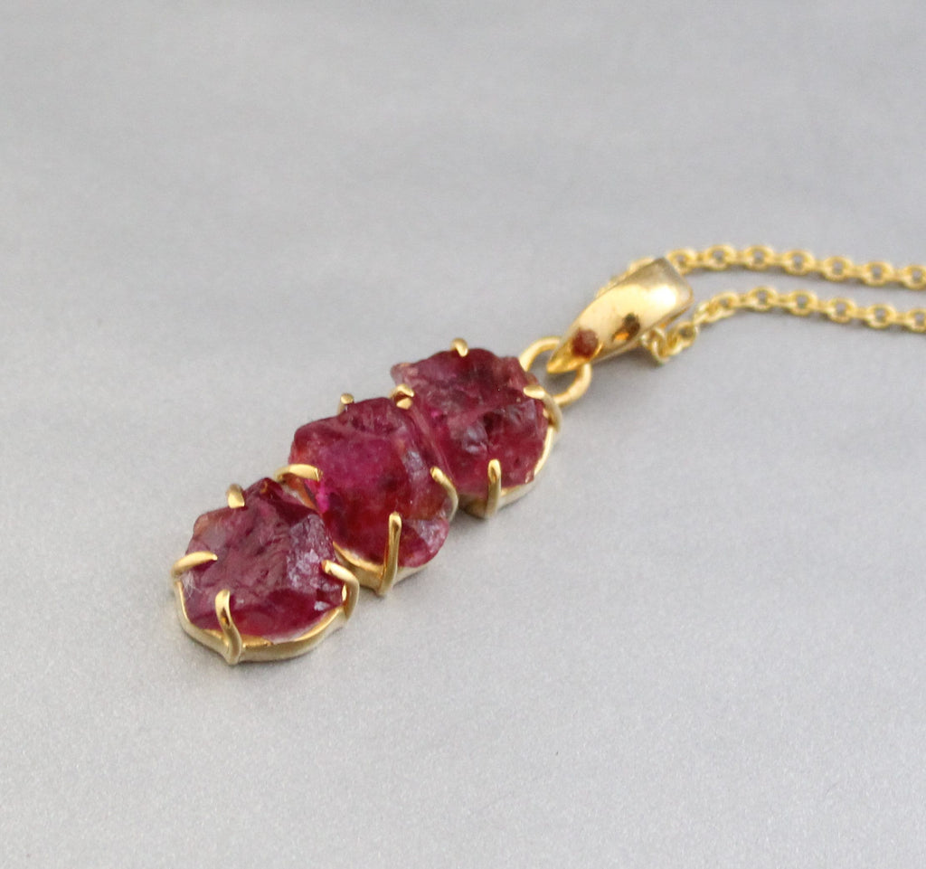 Raw Pink Tourmaline Necklace, 925 Sterling Silver, October Birthstone, Rough pink Necklace, Raw Crystal Necklace, Birthday gift