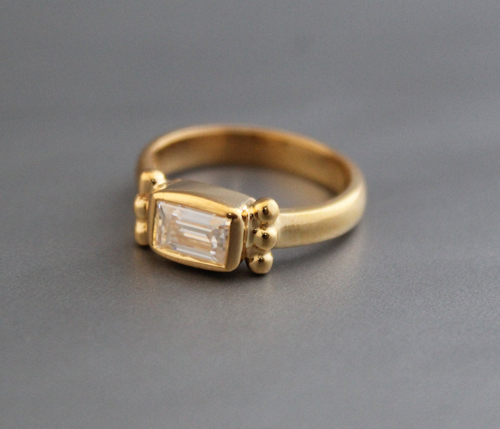 moissanite engagement ring, 14K Gold Solitaire Ring, Alternative Wedding Ring For Women, Anniversary gift