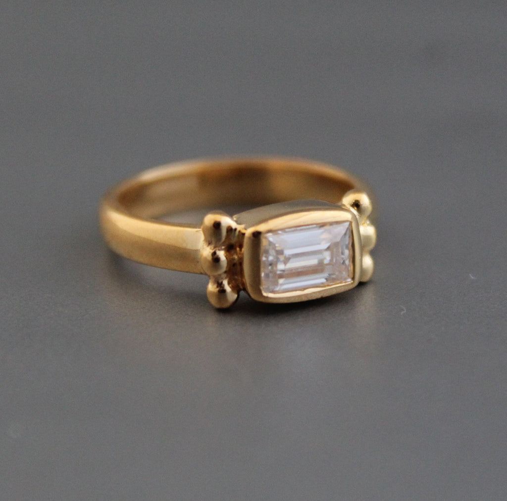 moissanite engagement ring, 14K Gold Solitaire Ring, Alternative Wedding Ring For Women, Anniversary gift