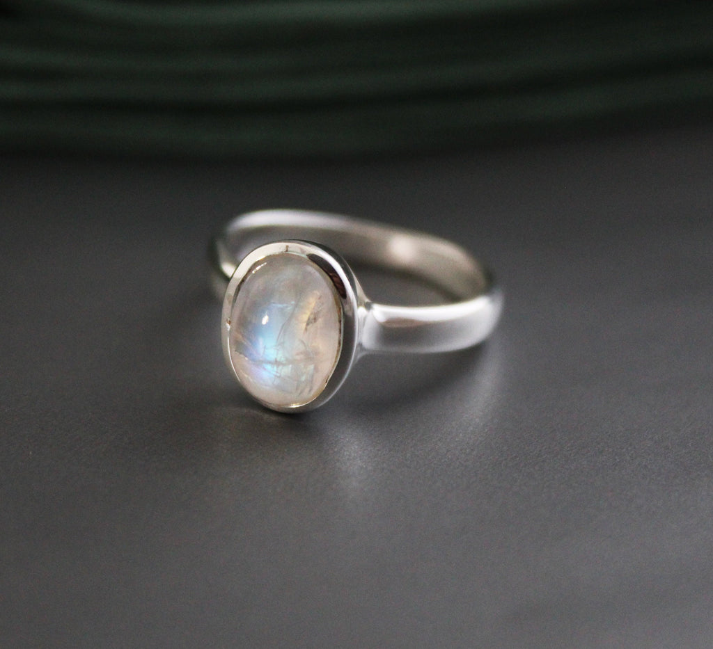Rainbow Moonstone Ring, moonstonering, Handmade Sterling Silver June Birthstone, Unique Jewelry, Gemstone Jewelry, Gift for Mom