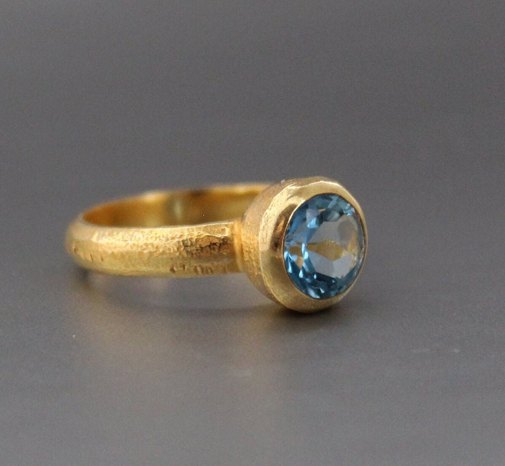 Natural Blue Topaz Ring: Dainty Gold, December Birthstone, Cocktail Ring, Statement Women Ring, Mothers Day Gift