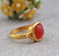 Carnelian ring, 18K Gold Vermiel, Personalized Gifts For Mom, Handmade Jewellery, Cushion Stone Ring, Engagement Ring, Pretty Ring