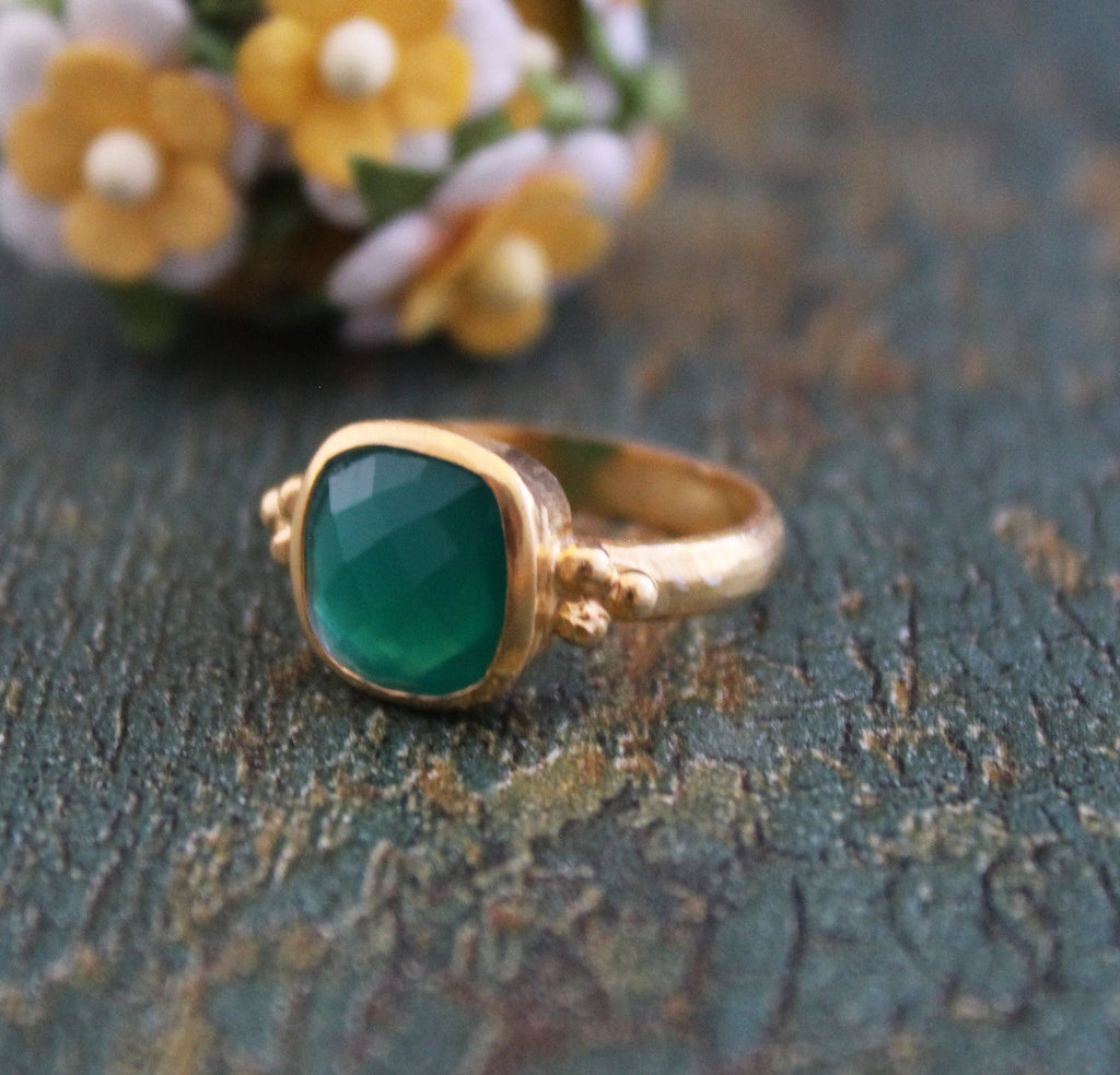 Green Onyx Ring, Green Gemstone Ring, Chunky Statement Ring, Bold Crystal Jewelry, Mothers Day
