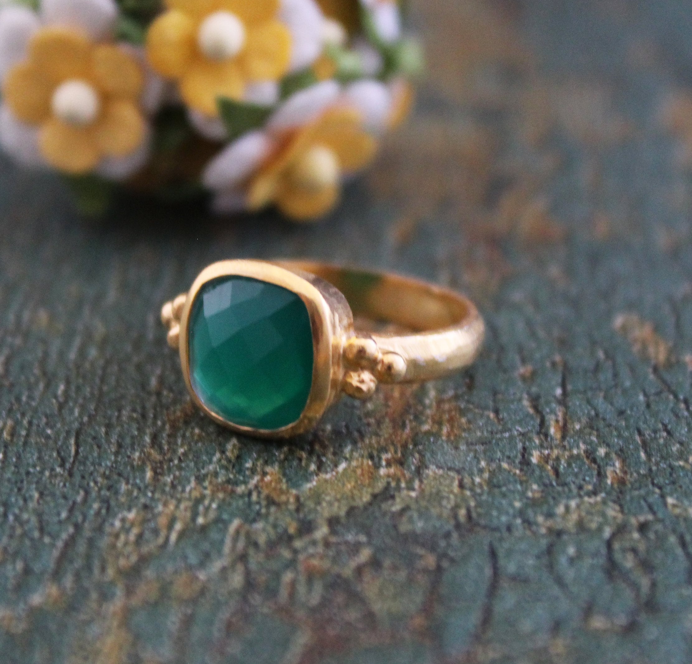 Green Onyx Ring, Green Gemstone Ring, Chunky Statement Ring, Bold Crystal Jewelry, Mothers Day