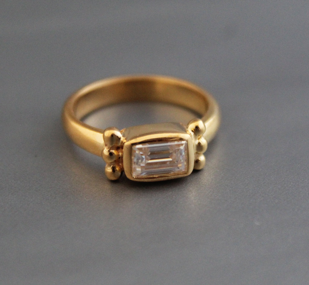 moissanite engagement ring, 14K Gold Solitaire Ring, Alternative Wedding Ring For Women, Anniversary gift