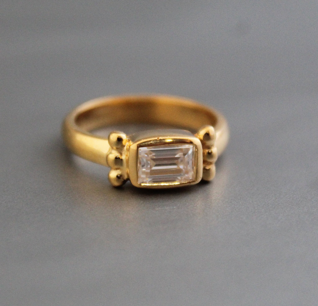 moissanite engagement ring, 14K Gold Solitaire Ring, Alternative Wedding Ring For Women, Anniversary gift