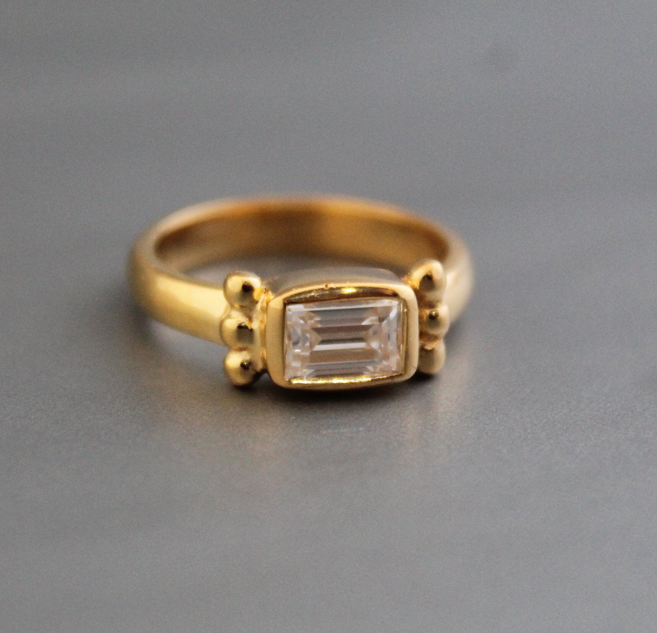 moissanite engagement ring, 14K Gold Solitaire Ring, Alternative Wedding Ring For Women, Anniversary gift