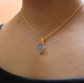 Raw Aquamarine Necklace: 18K Gold, March Birthstone, Sterling Silver