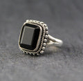 Black Onyx Sterling Silver Ring: December Birthstone, rectangle Stone, Wedding Gift, Signet ring, Everyday ring, Stackable ring