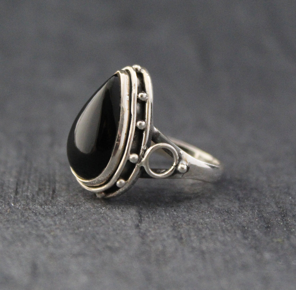 Black onyx ring, 925 Sterling Silver Ring, Antique Vintage Style Jewelry, Birthstone Jewelry, Boho Handmade Jewelry