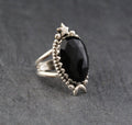 Black Onyx Ring, Moon and Stars Ring, Large silver Rings, Statement Handmade Jewelry, Birthday Gifts
